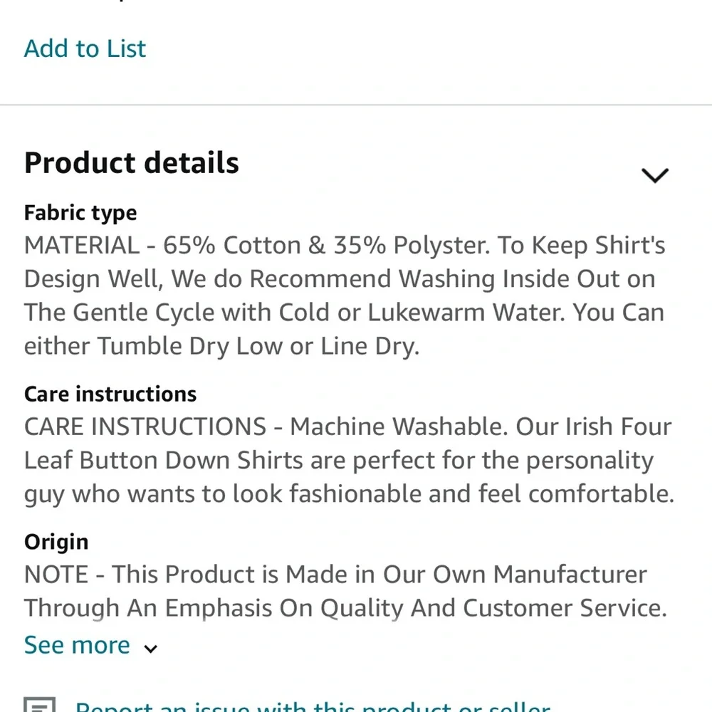 Men's Blue button up Shirt with Green Clovers & dots - Picture 8 of 8